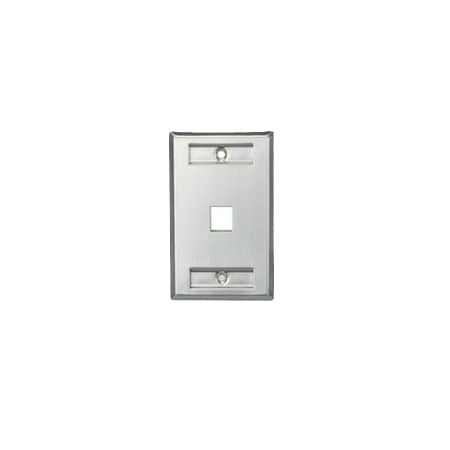 Leviton 1-Port Wallplate Unloaded, 1-Gang W/Designation Window, Quickport Ss 43080-1L1